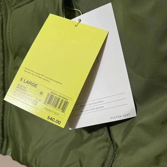 XL Puffer Vest Men’s Green All in Motion - Picture 6 of 8